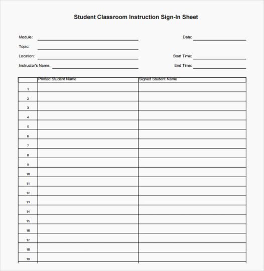 Sign In Template Pdf Beautiful Simplicity Parent Sign In Sheet Printable