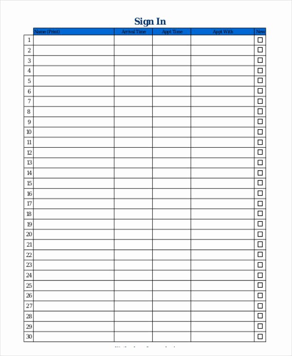 Sign In Template Pdf Best Of 8 Patient Sign In Sheet Templates