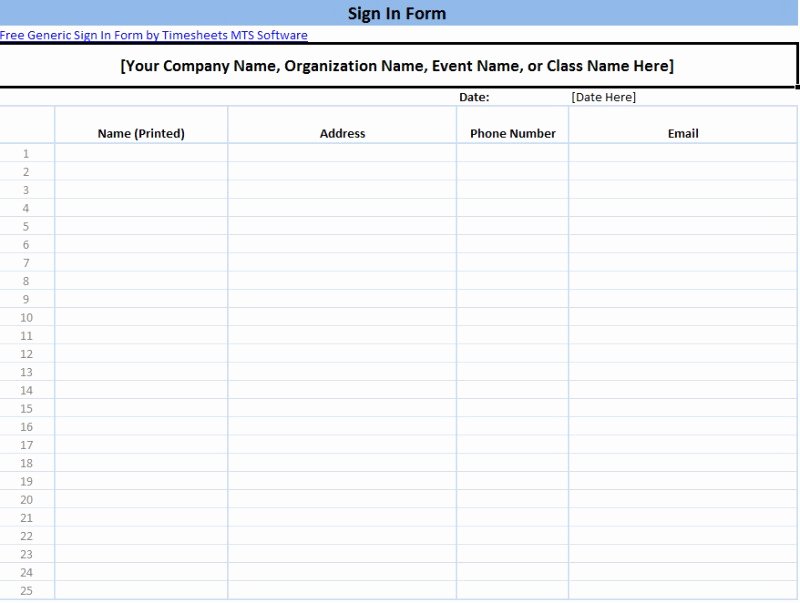 Sign In Template Pdf Lovely Printable Sign In Sheet Templates