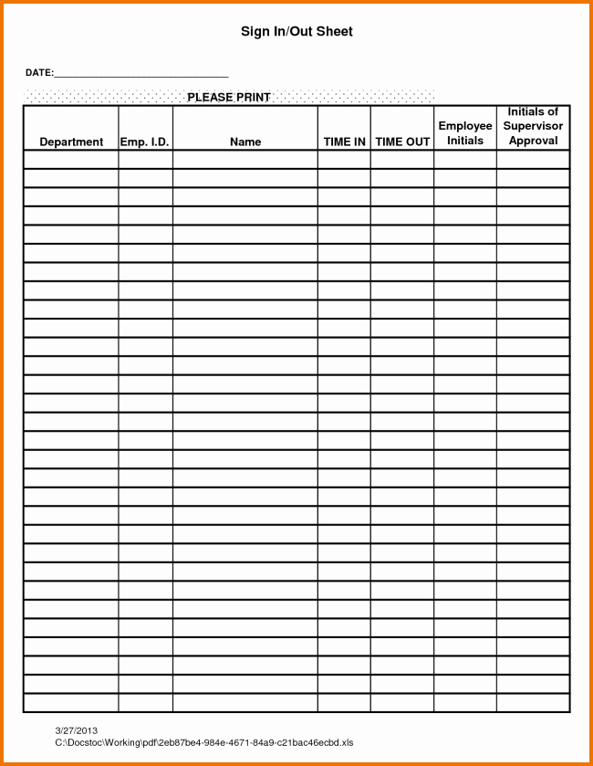 Signing In and Out form Best Of Interesting Employee attendance Sign In Sheet with