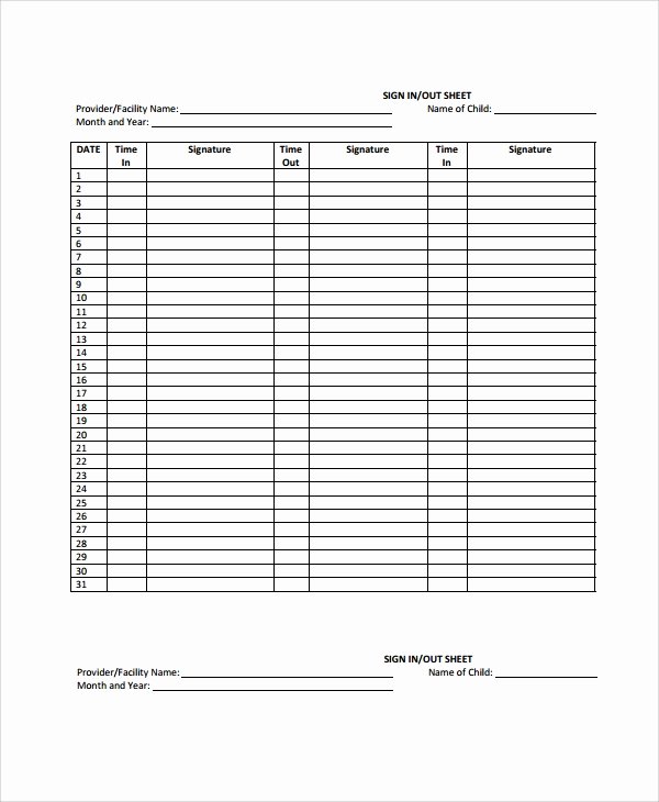 Signing In and Out form Best Of Sample School Sign Out Sheet 10 Free Documents Download