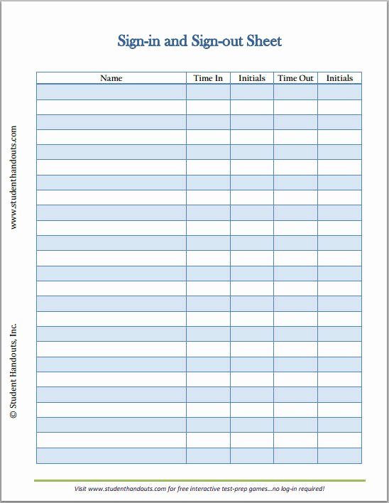 Signing In and Out form Unique Free Printable Employee Sign In and Sign Out Sheet