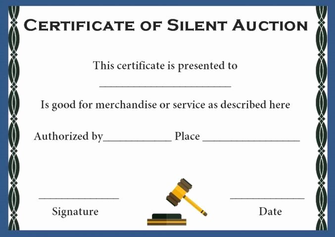 Silent Auction Certificate Template Awesome Silent Auction Award Certificate
