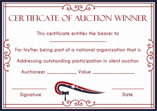Silent Auction Certificate Template Unique Silent Auction Winner Certificate Template Explore Best