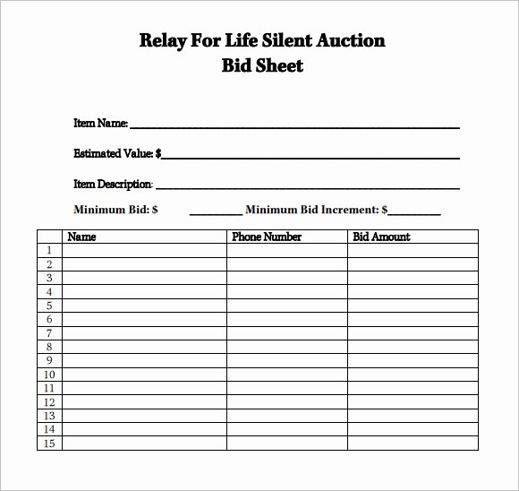Silent Auction Item Description Template Lovely Free 6 Silent Auction Bid Sheet Samples In Example format