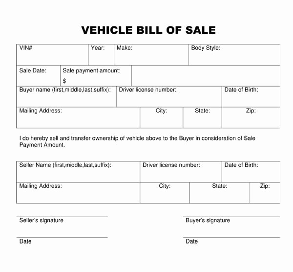 Simple Bill Of Sale for Golf Cart Awesome Free Printable Vehicle Bill Of Sale Template form Generic