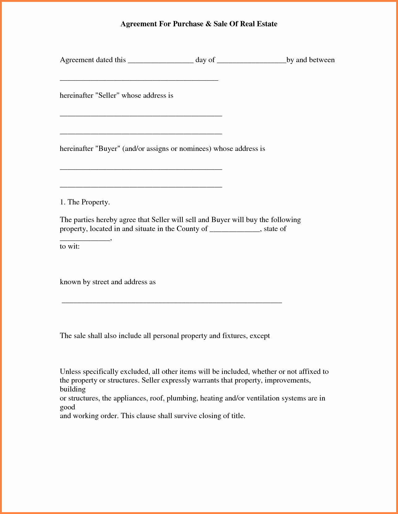 Simple Letter Of Intent to Purchase Property Unique Simple Land Purchase Agreement form