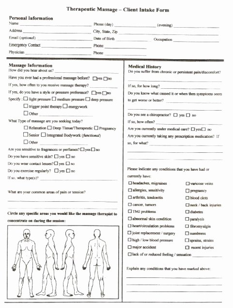 Simple Massage Intake form New 10 Physical therapy Intake form Template Jruai