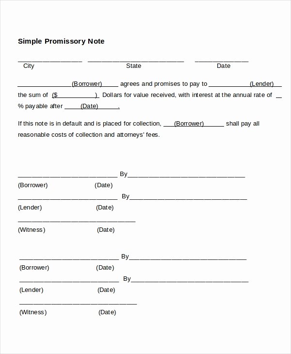 Simple Promissory Note No Interest Best Of 27 Simple Promissory Note Templates Google Docs Ms