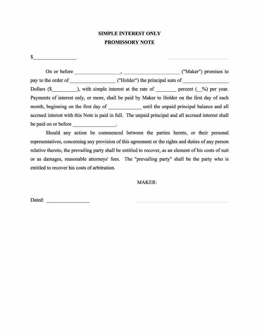 Simple Promissory Note No Interest Unique 45 Free Promissory Note Templates &amp; forms [word &amp; Pdf]