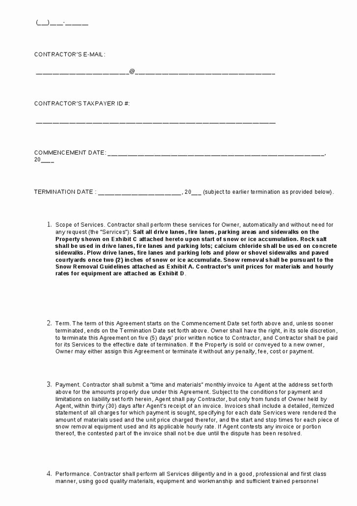 Snow Removal Contract Example Elegant Snow Removal Contract Template 1721