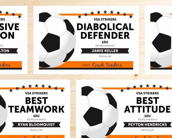 Soccer Award Certificate Template Best Of Editable soccer Award Certificates Instant Download