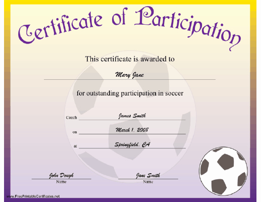 Soccer Certificate Award Ideas Fresh soccer Participation Certificate Printable Certificate