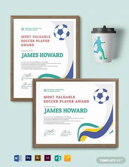 Soccer Certificate Templates for Word Beautiful soccer Certificate Template 18 Psd Ai Indesign Word