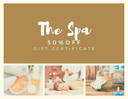 Spa Day Gift Certificate Template Beautiful Customize 89 Spa Gift Certificate Templates Online Canva