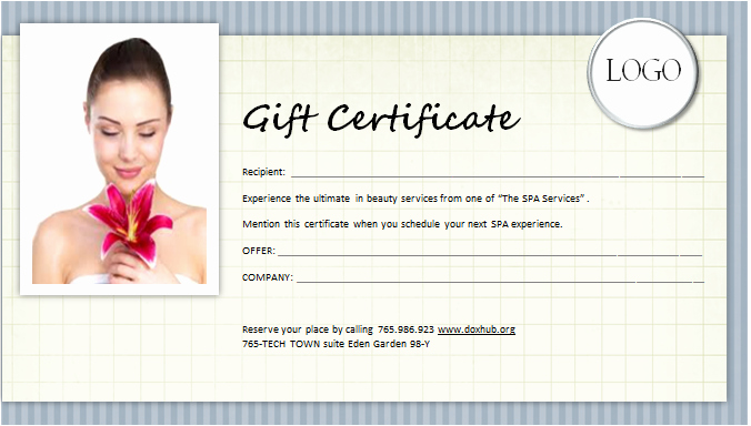 Spa Gift Certificate Template Awesome Spa Gift Certificate Template for Ms Word