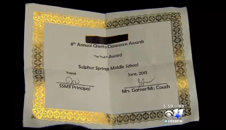 Special Award for Students Inspirational northeast Texas Middle School Teacher Gives Ghetto Awards