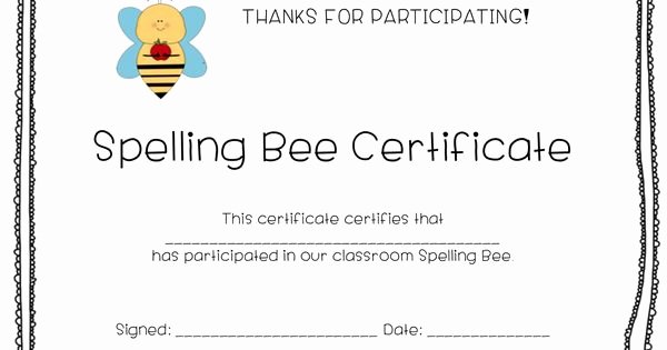 Spelling Bee Certificate Template Awesome Spelling Bee Certificate Freebie Enjoy