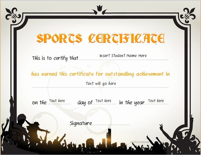 Sports Certificate format In Word Inspirational Sports Certificate Templates for Ms Word