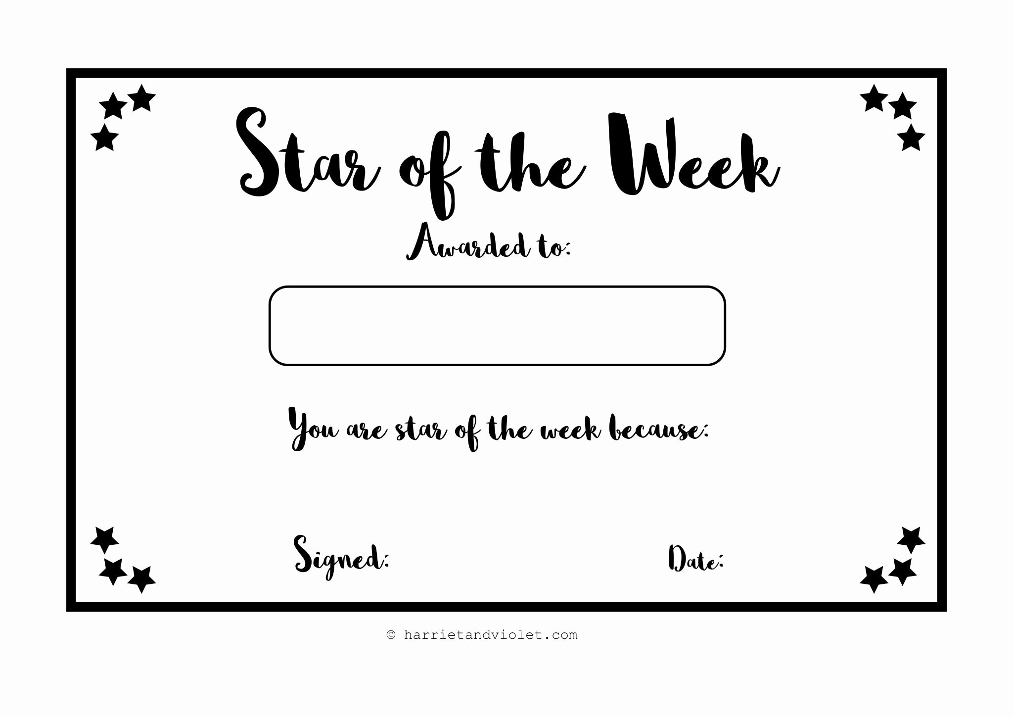 Star Of the Week Certificate Beautiful Star Of the Week Certificate Free Teaching Resources