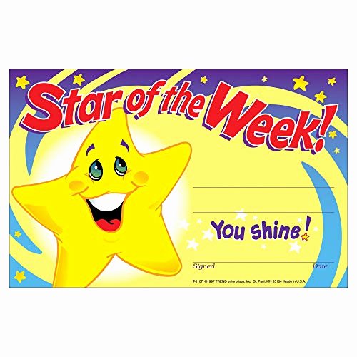Star Of the Week Certificates Lovely Trend Star Of the Week School Certificate Amazon