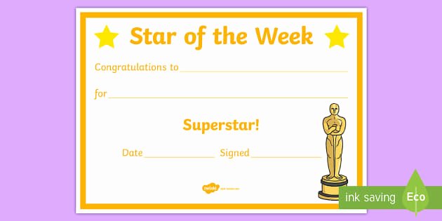 Star Of the Week Certificates Luxury Hollywood Star Of the Week Certificate Film Stars Walk