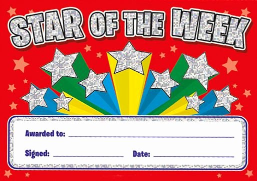 Star Of the Week Templates New Star Of the Week Certificates Sparkling