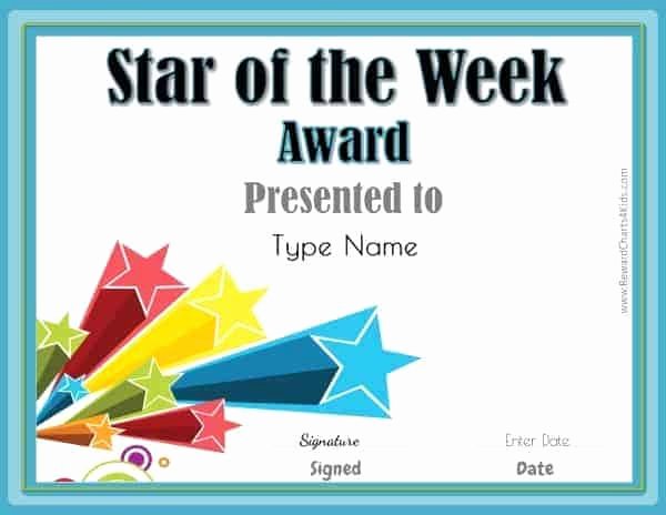 Star Student Award Printable Lovely Star Of the Week Printables
