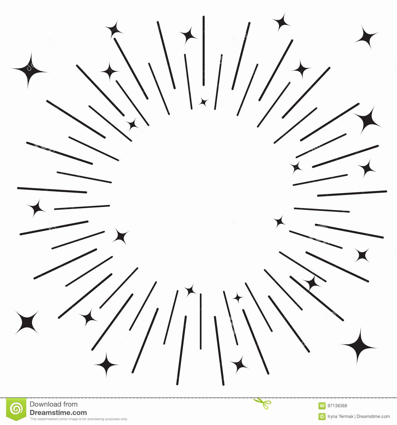Star Template with Lines New Sunburst Round Black Line Circle Shining Effect with