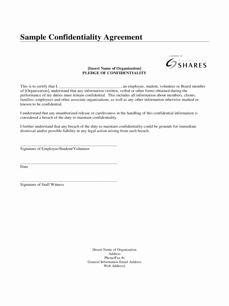 Statement Of Confidentiality Sample Inspirational Confidentiality Agreement Template 11 Free Templates In