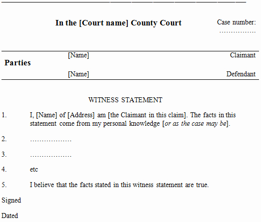 Statement Of Facts Example Awesome Witness Statements