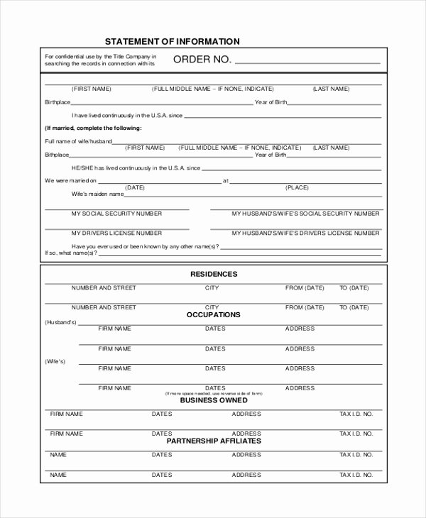 Statement Of Facts Sample Best Of Free 9 Sample Statement Of Information forms