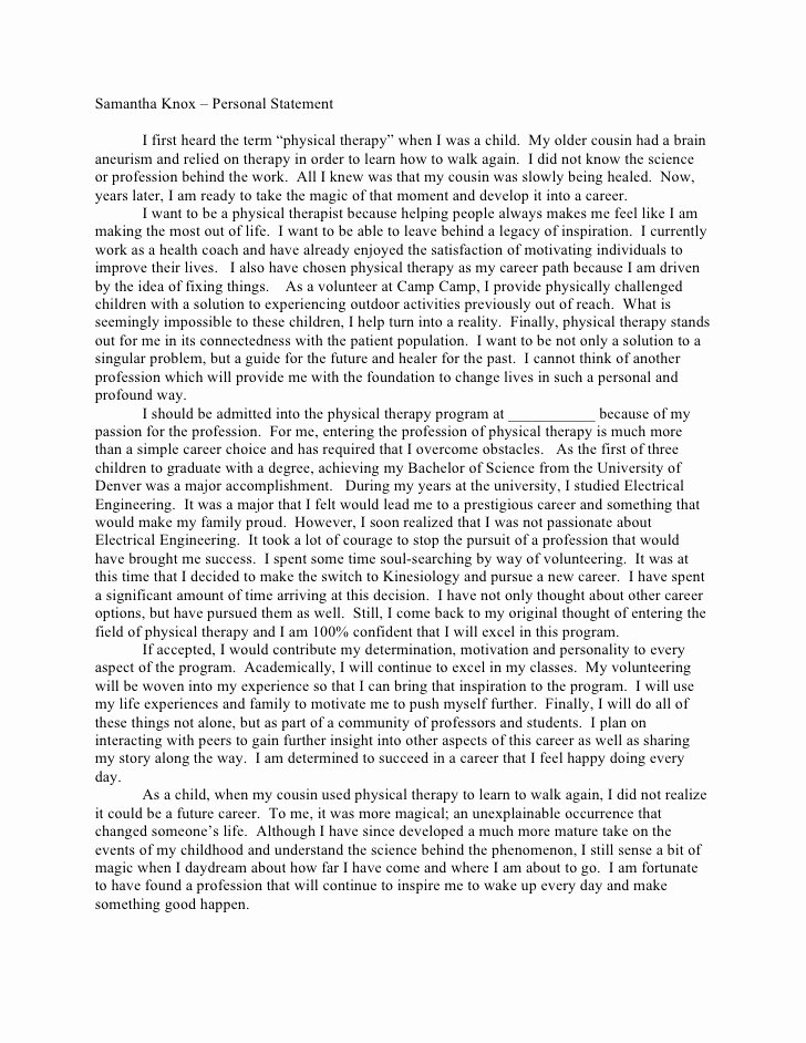 Statement Of Personal History Elegant Sample Personal Statement