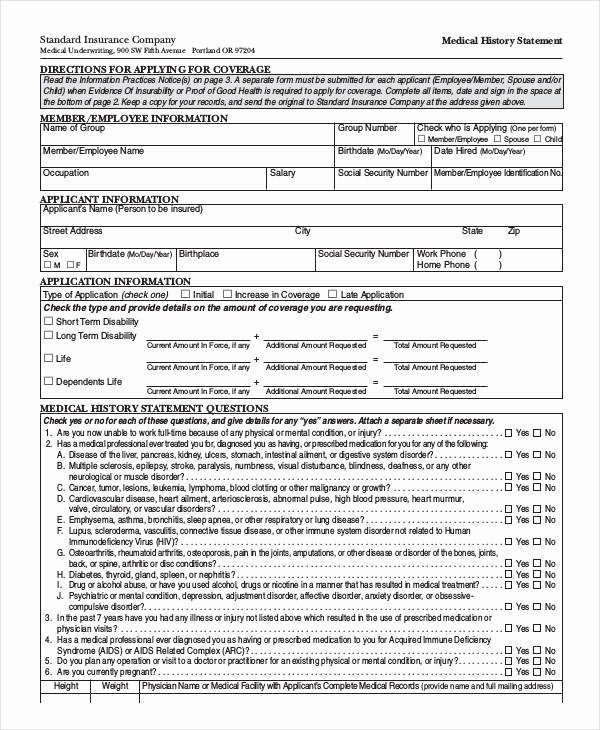 Statement Of Personal History form Elegant Free 33 Free Statement forms
