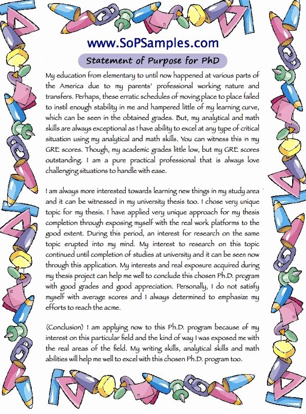 Statement Of Purpose Sample Computer Science Inspirational Phd Statement Of Purpose Sample sop Samples