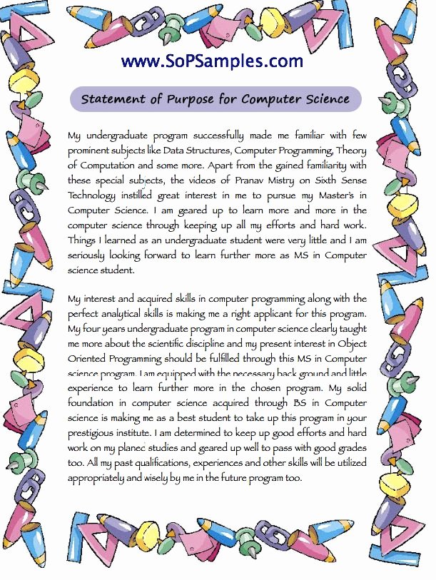 Statement Of Purpose Sample Computer Science Lovely Sample Statement Of Purpose for Puter Science