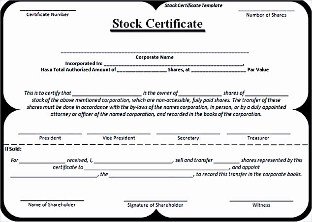 Stock Certificate Template Microsoft Word Elegant Stock Certificate Template Free In Word and Pdf