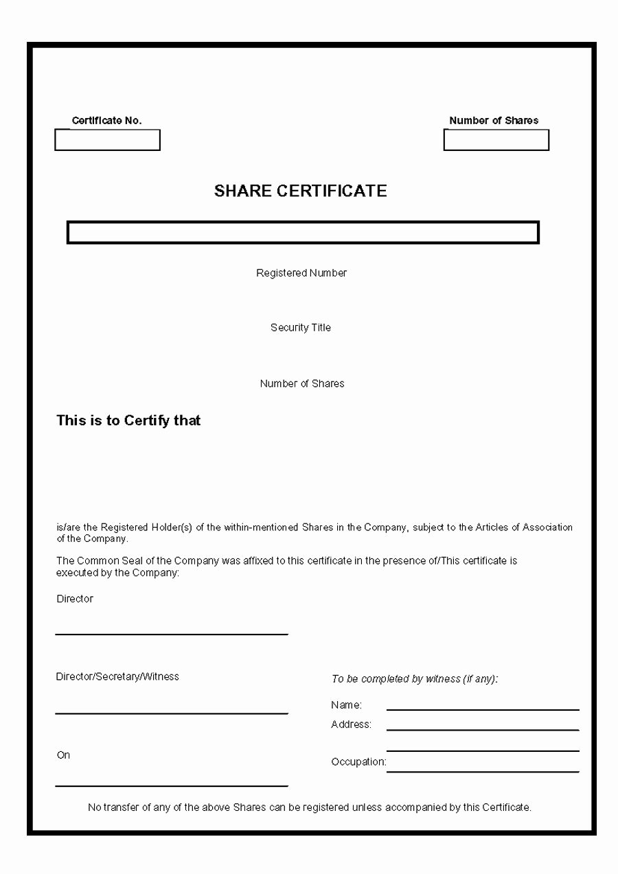 Stock Certificate Template Word Unique 40 Free Stock Certificate Templates Word Pdf