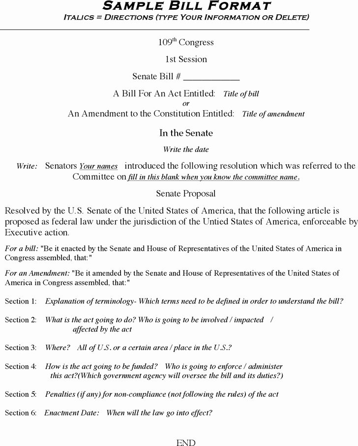 Student Congress Bill format Elegant 13 Of Senate Bill Template