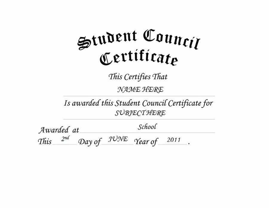 Student Council Awards Certificates Best Of Student Council Certificate Free Word Templates &amp; Clipart
