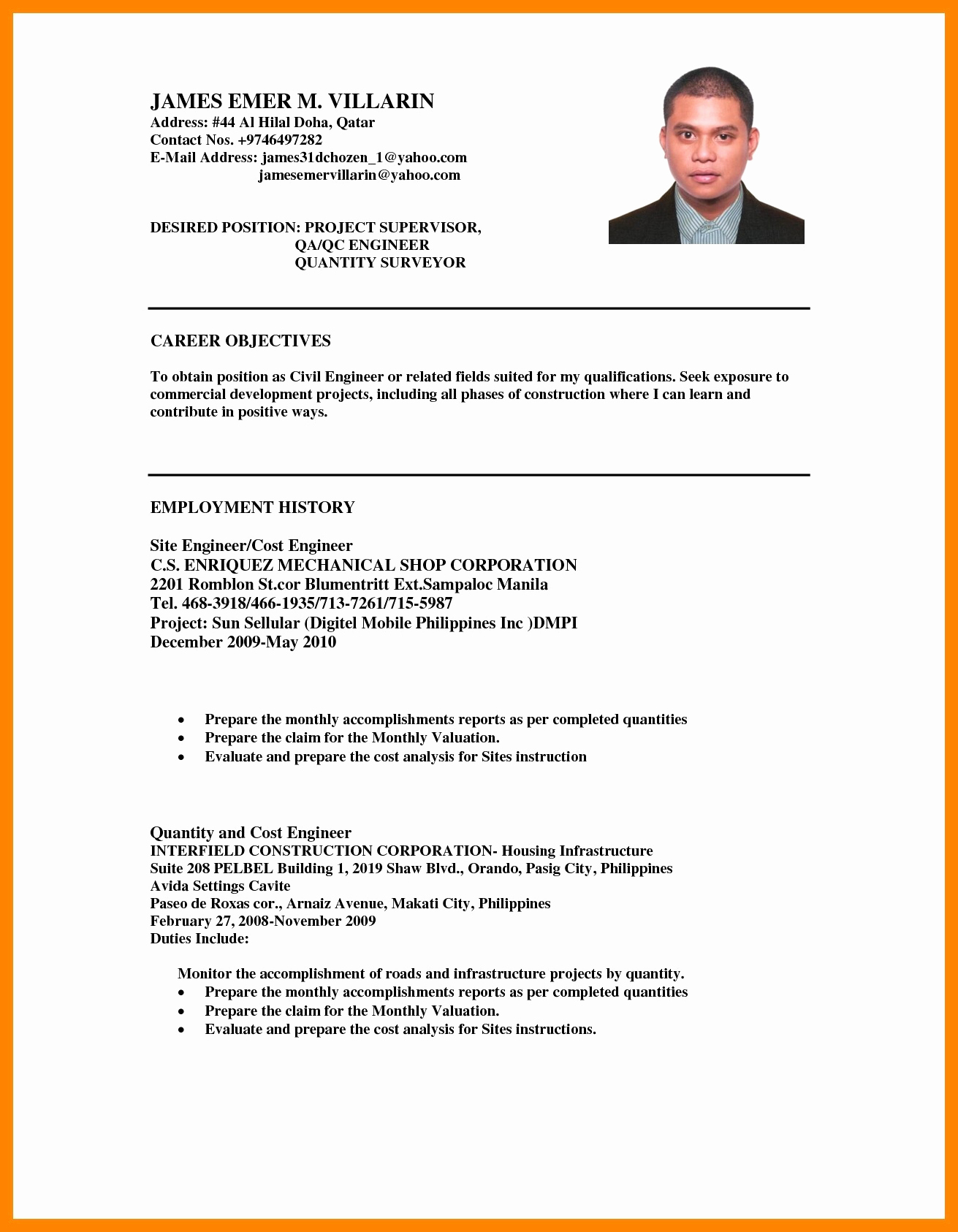 Student General Employment Certificate Awesome 8 Hrm Ojt Resume