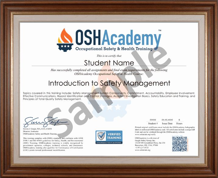 Student General Employment Certificate Awesome Oshacademy 132 Hour Osh Professional Program