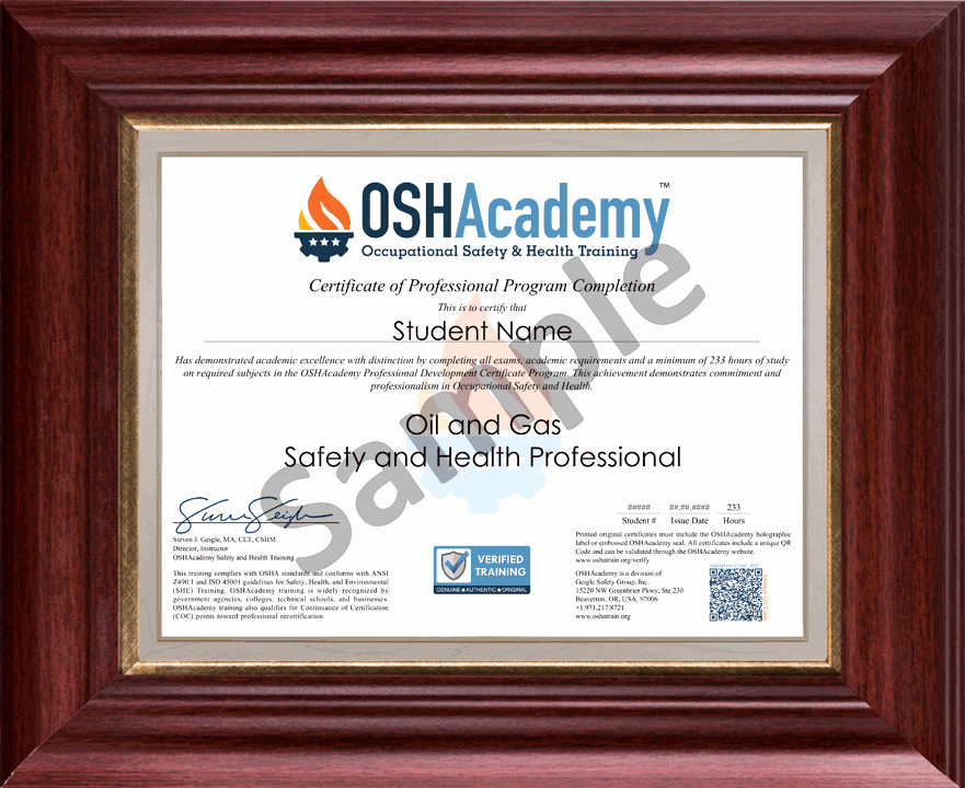 Student General Employment Certificate Elegant Oshacademy 233 Hour Oil and Gas Safety and Health