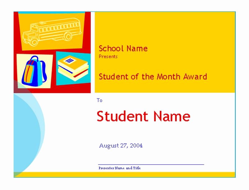 Student Of the Month Award Template Elegant Student Of the Month Template