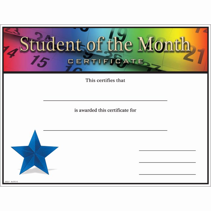 Student Of the Month Certificate Fresh Student Of the Month Certificate Jones School Supply