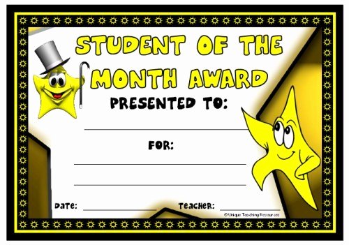 Student Of the Month Certificate Lovely Achievement Award Certificates