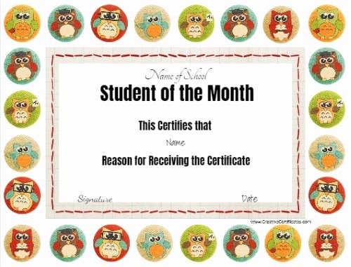 Student Of the Month Certificate Template Best Of Free Editable Printable Student Of the Month Certificate