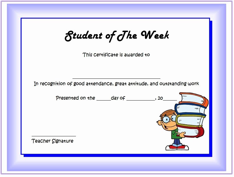 Student Of the Month Certificate Template Elegant 10 Student Of the Week Certificate Templates [best Ideas]