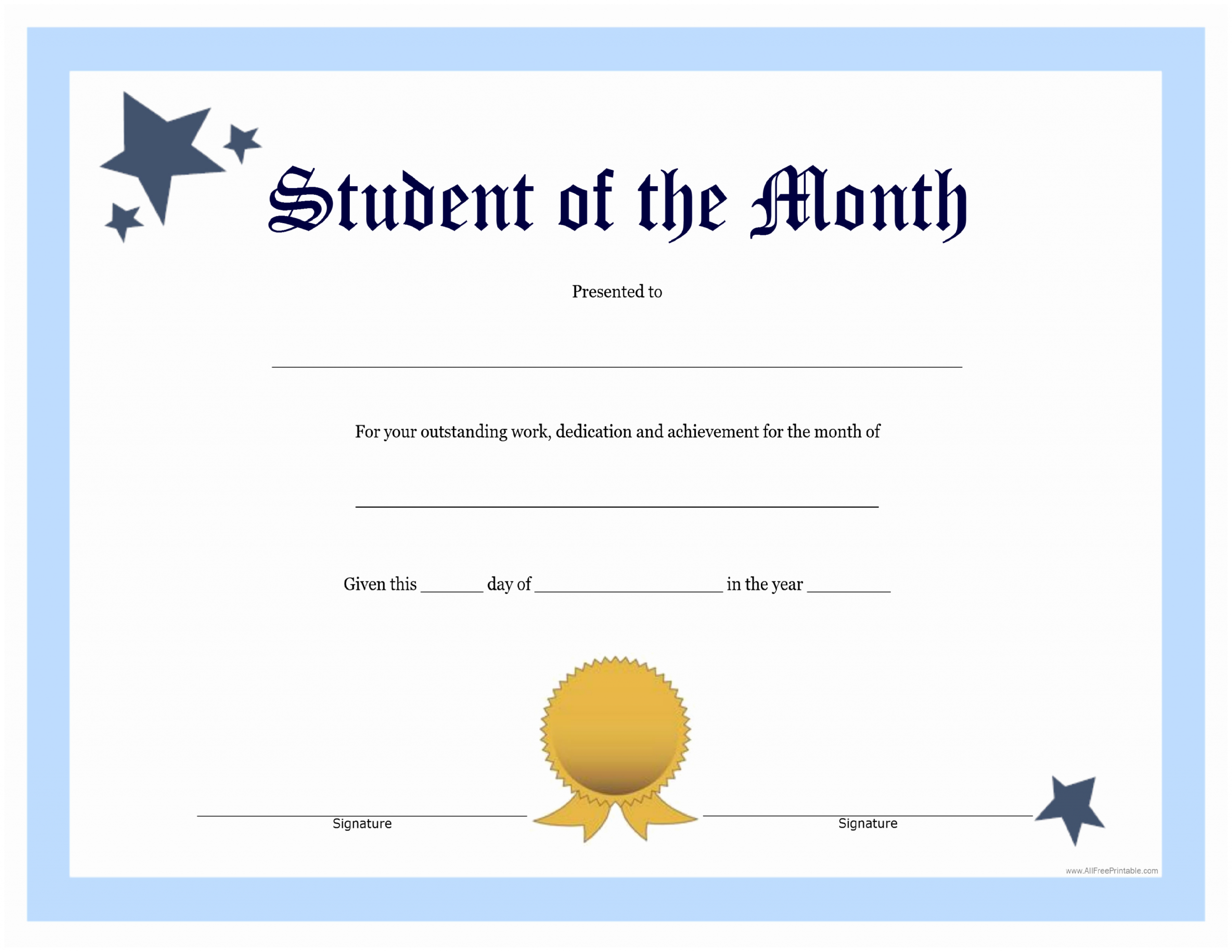 Student Of the Month Certificate Template Luxury Student the Month Template
