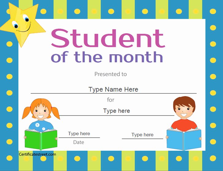  20 Student Of The Month Certificates Free Dannybarrantes Template